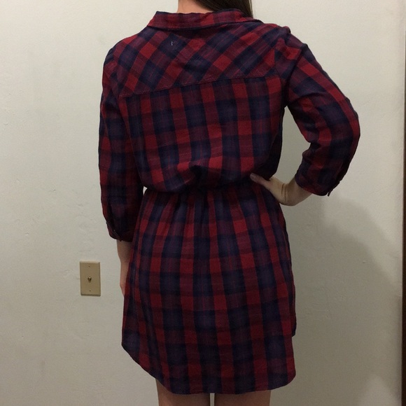 Flannel drawstring dress long sleeve - Picture 4 of 4